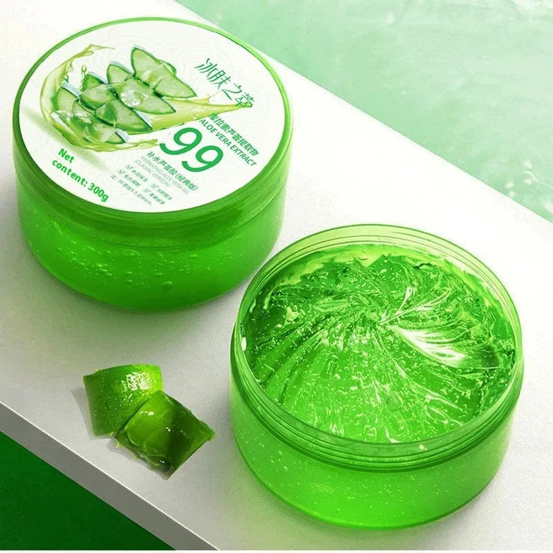 300g aloe vera gel in a bottle, a skincare product for soothing and moisturising face and body