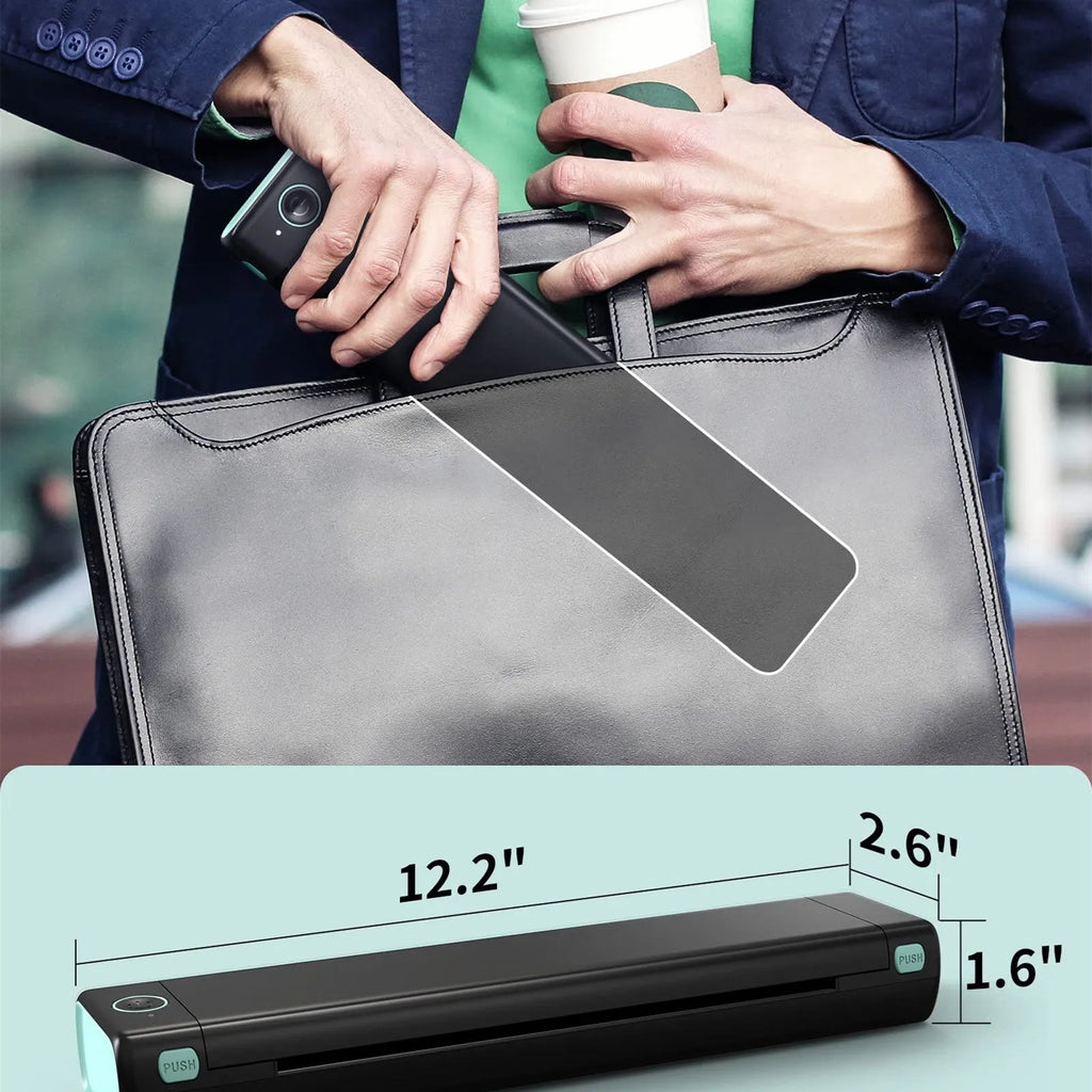 Phomemo M08F A4 portable thermal printer in white with Bluetooth and USB connectivity