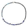 Female retro multi-layer hand woven crushed stone bracelet in blue with Fang Hui stone and gold Obsidian