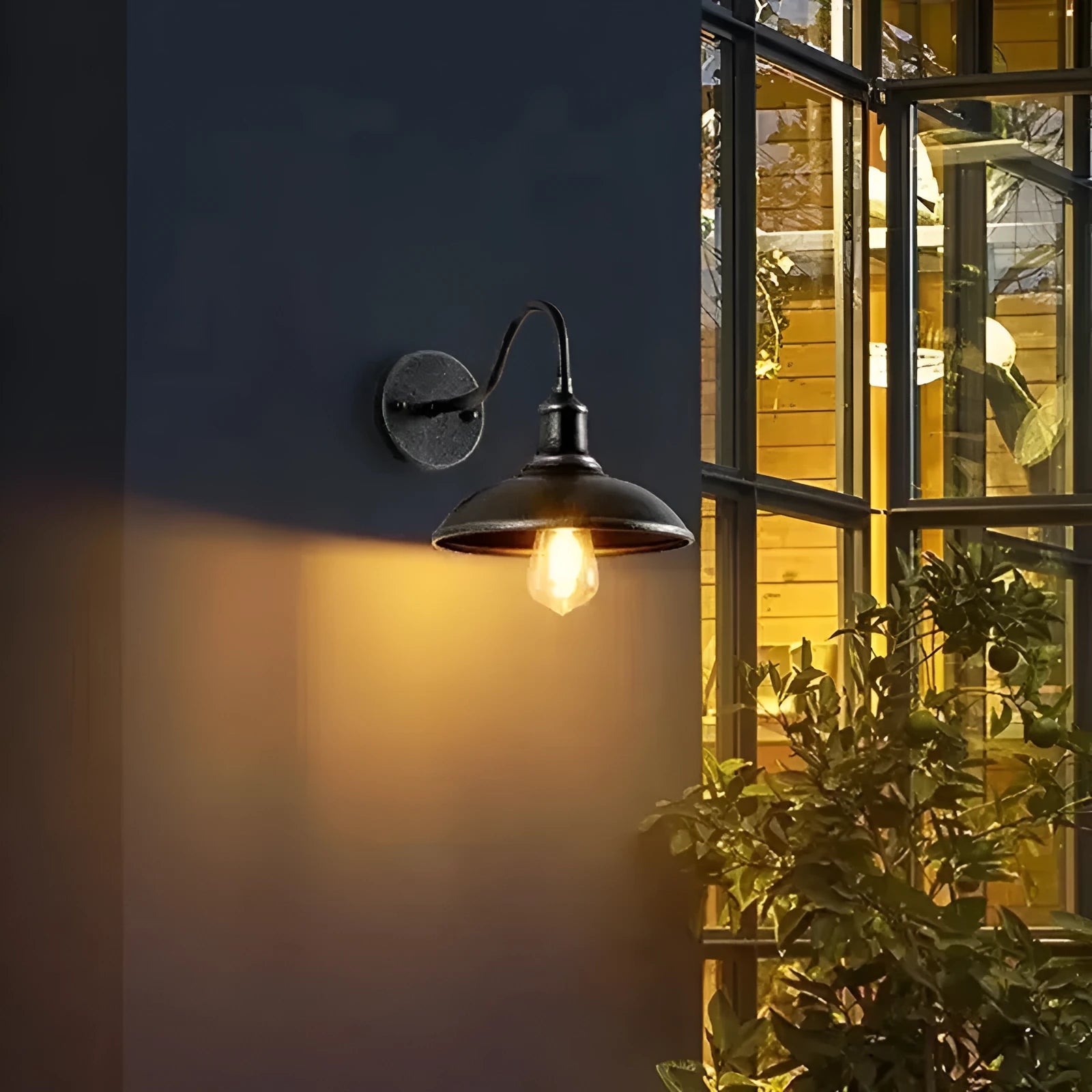 Retro style villa courtyard wall lamp in copper or silver finish with right angle or bevel design