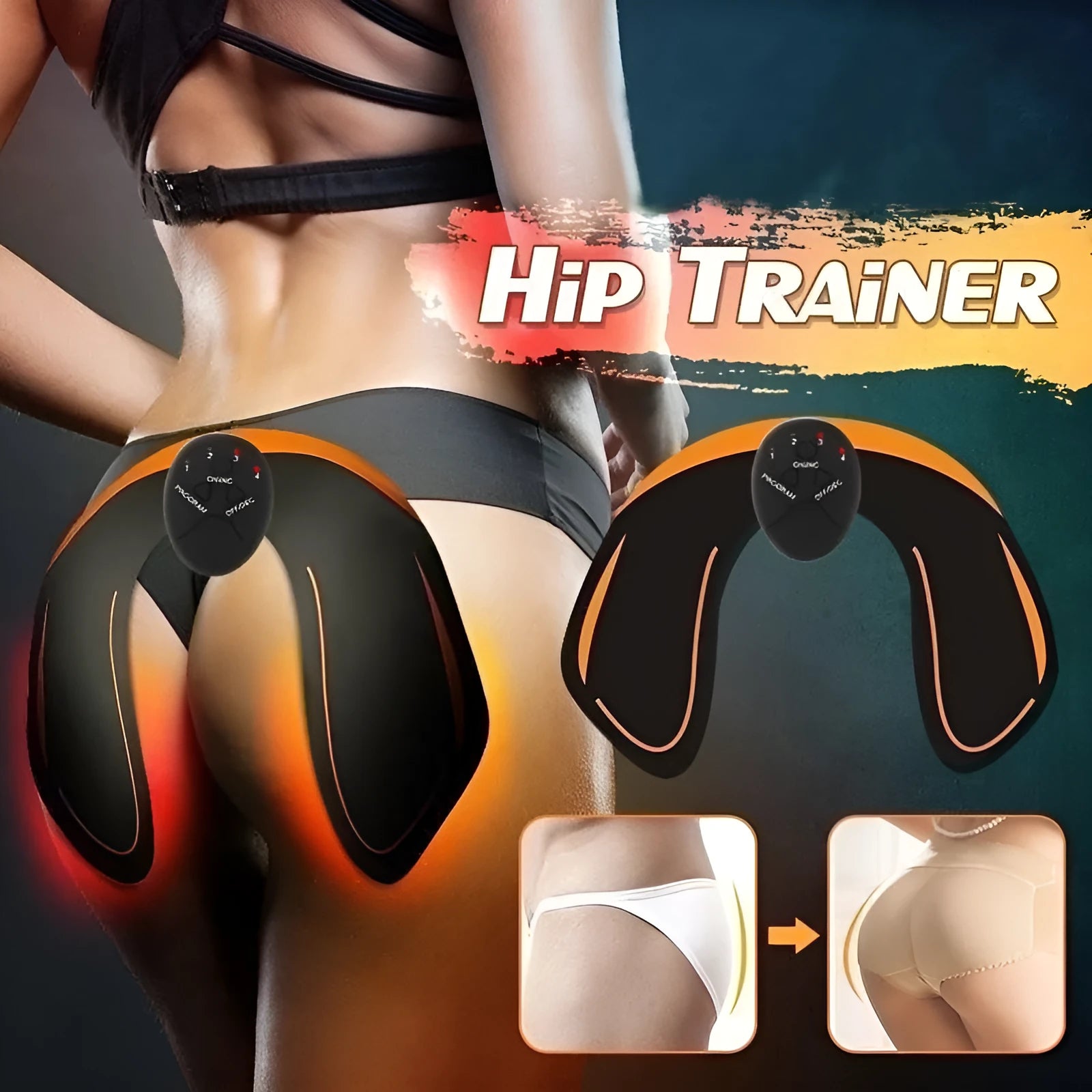 EMS hip muscle stimulator with gel pads and remote controller