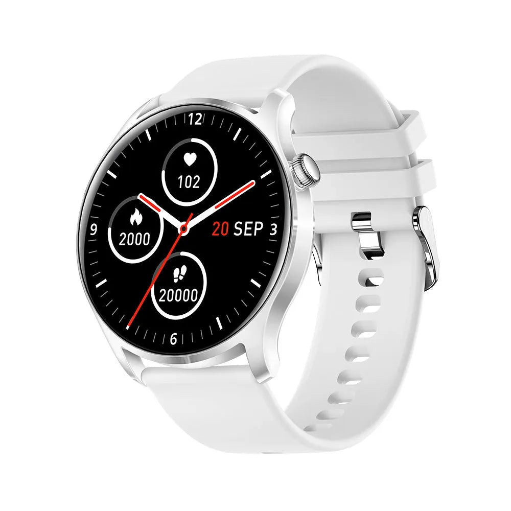 Smart watch with heart rate and blood pressure monitoring on 1.3-inch display