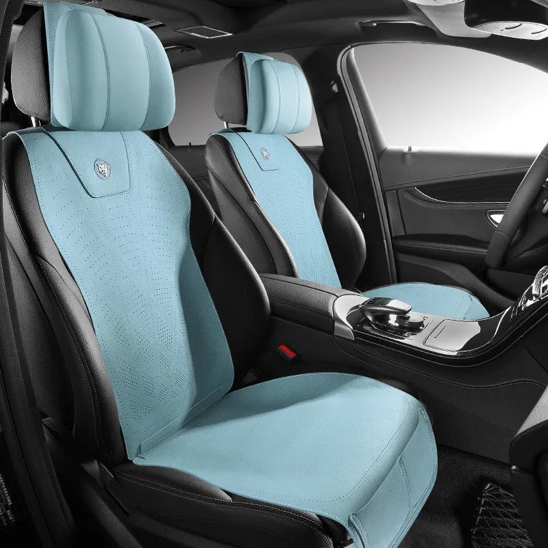 Tailored leather ultra thin car seat cover in fur material showing gradient hole design