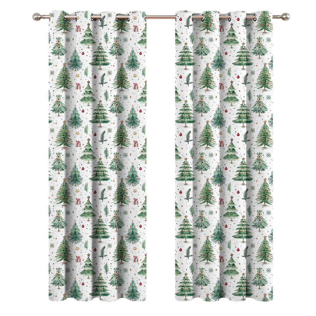 Christmas Forest colour punching pattern polyester curtain with sunshade function in modern simplicity style