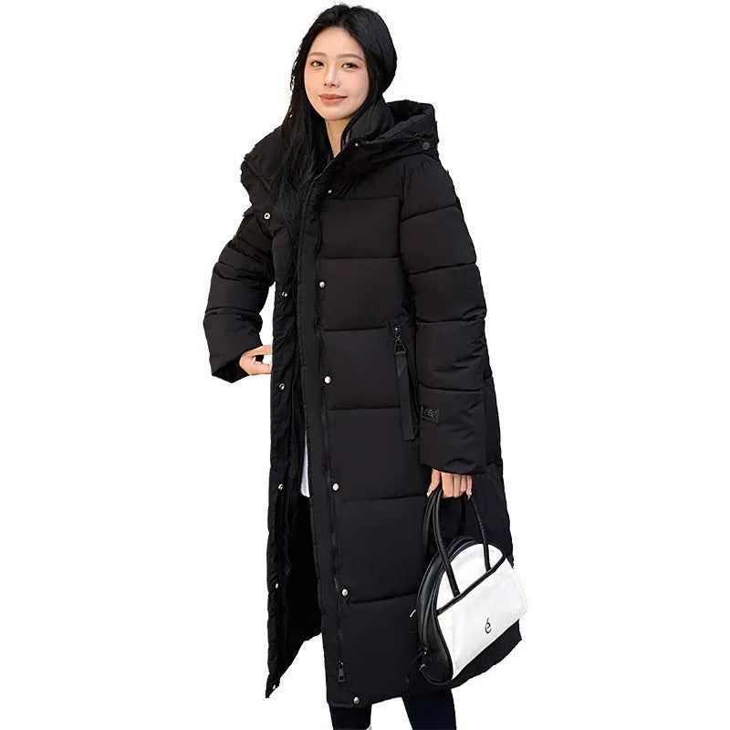 Cold-proof cotton-padded jacket in Korean thick fashion style, polyester, long sleeves, available in white black khaki