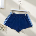 Men's navy blue high-waist casual sports shorts made from nylon, shown flat, size options XS-L