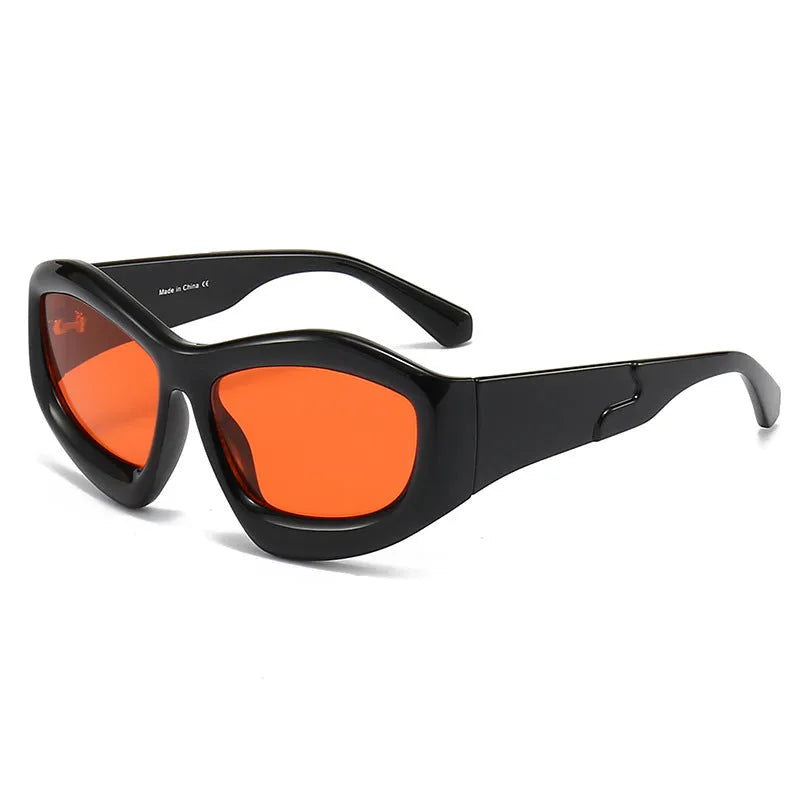 Men and women concave shape bubble sunglasses with black frame and black grey lens for outdoor sun protection
