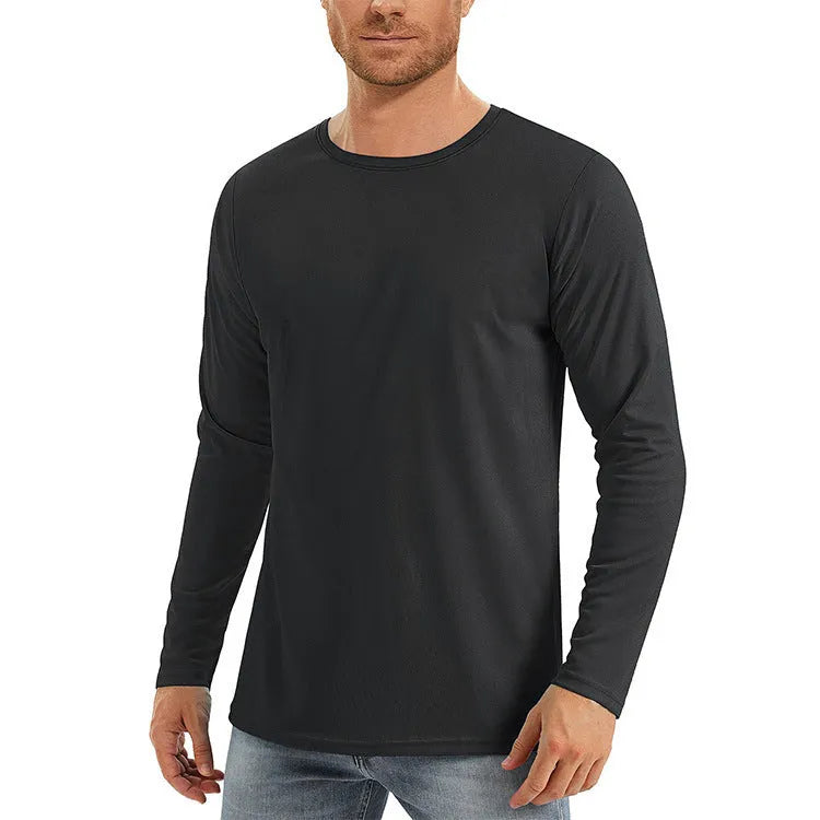 UV protection quick-dry casual long sleeve top in solid colour polyester fabric