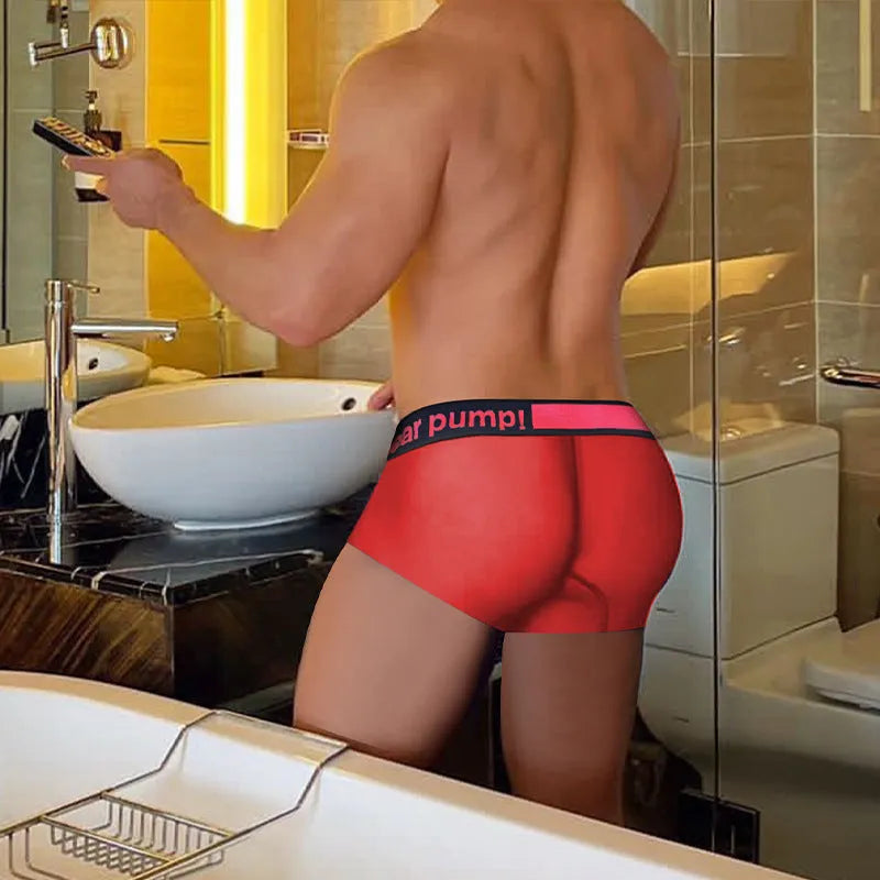 Men's low waist seamless nylon boxer briefs in gradient colour, black