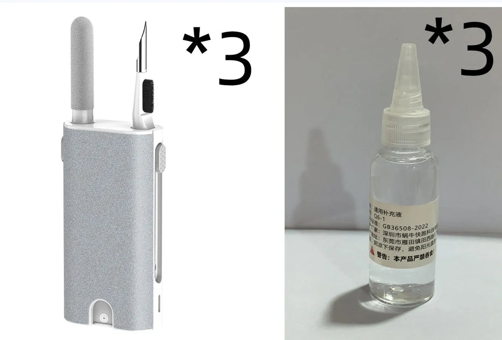 5 In 1 Screen Cleaner Kit with flocking sponge, brush, and metal tip for cleaning earphones, phones, and laptops