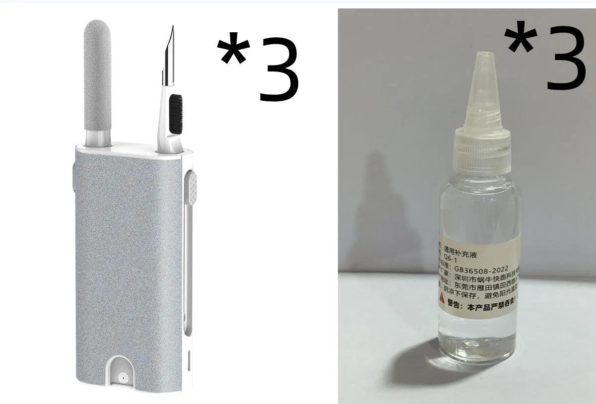 5 In 1 Screen Cleaner Kit with flocking sponge, brush, and metal tip for cleaning earphones, phones, and laptops