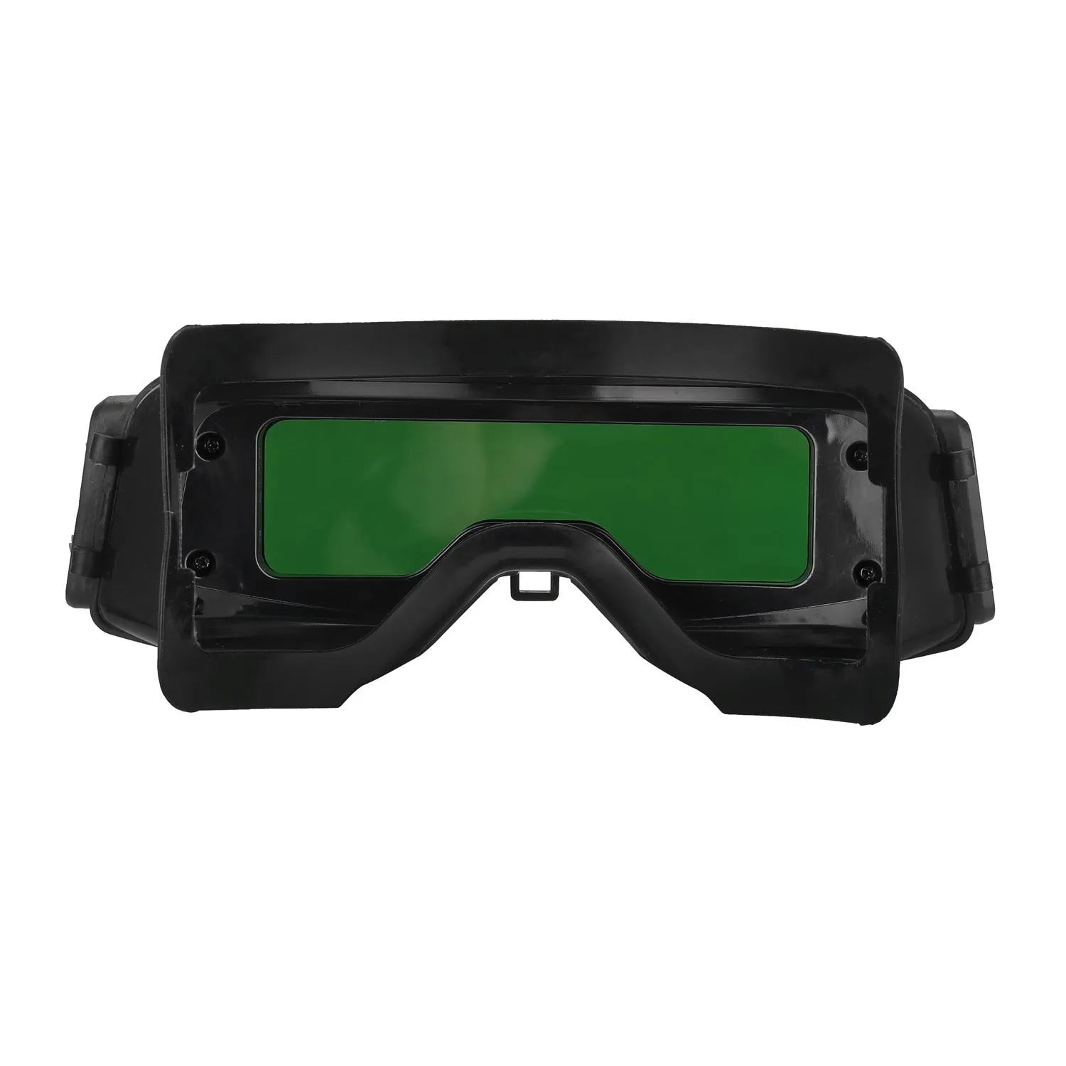 Black automatic darkening welding mask with a large rectangular viewing lens and adjustment controls on the side.