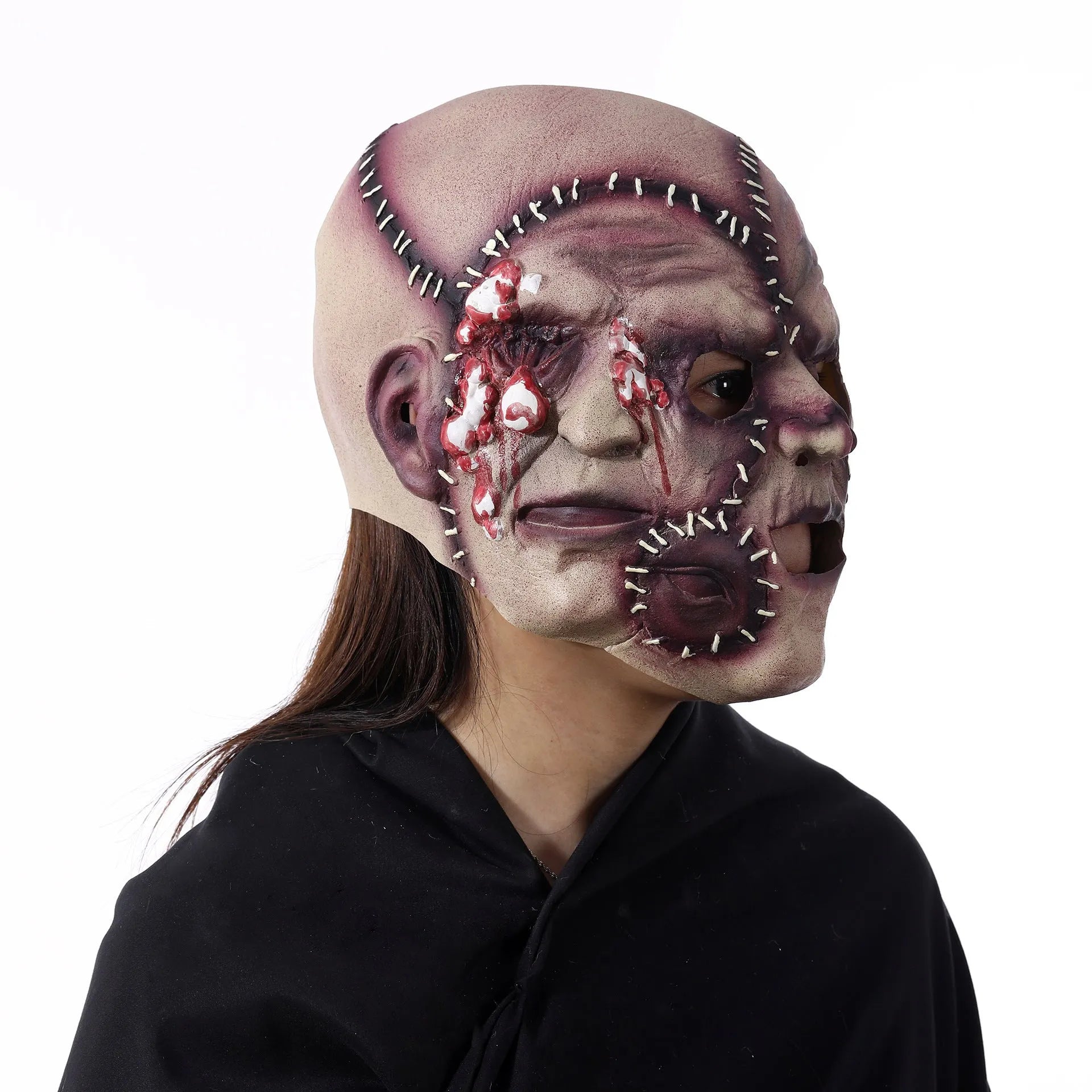 Halloween three-sided grimace horror mask made from natural latex with realistic finish