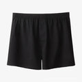 Men's high waist cotton boxer shorts in loose fitting design showing solid colour options