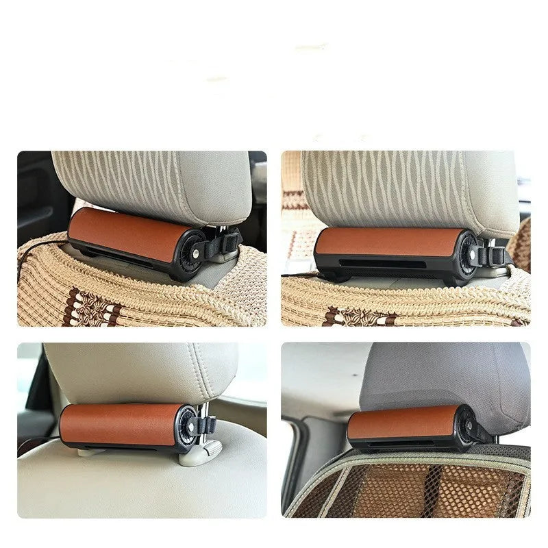 Bladeless car USB ventilation fan in three colour options with compact dimensions