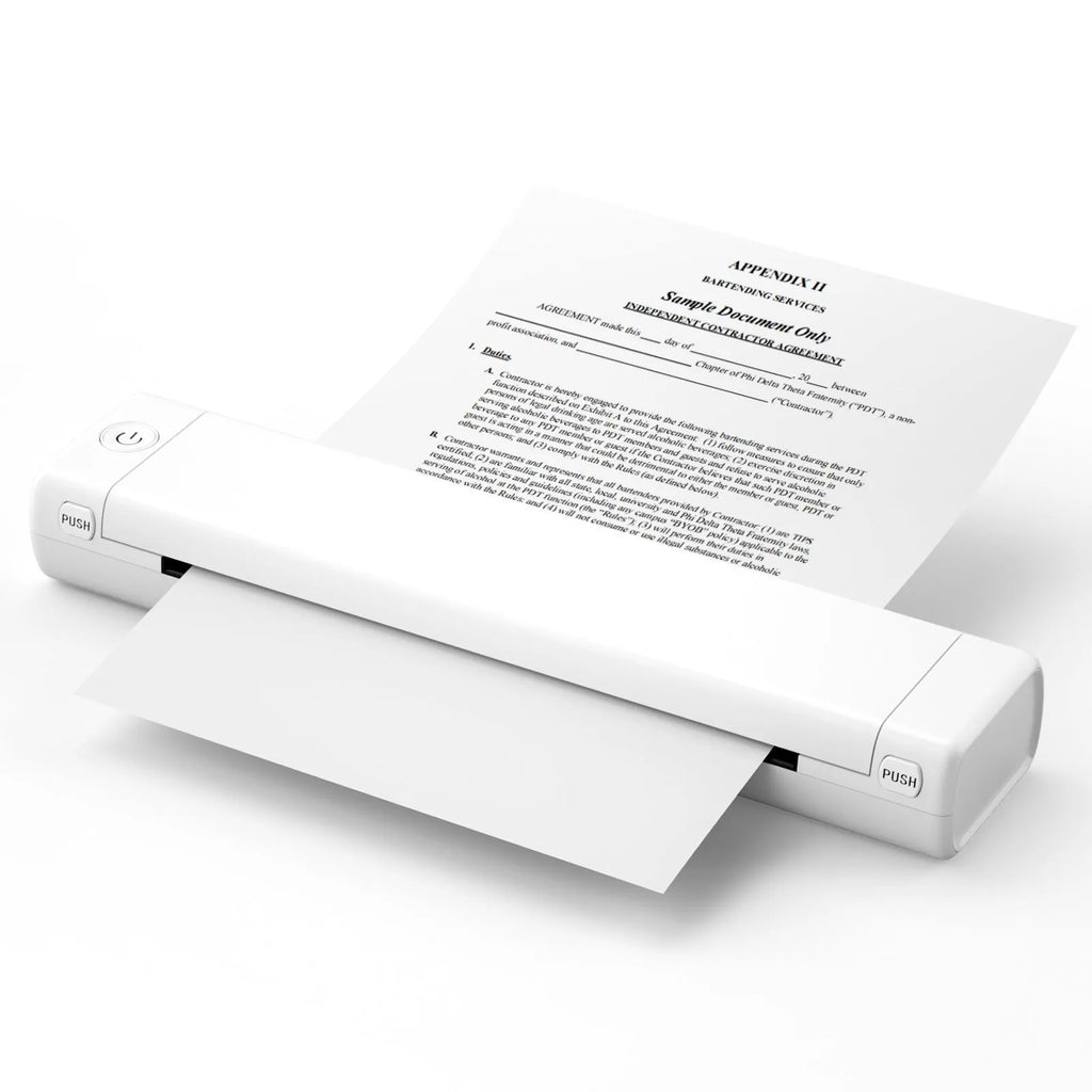 Phomemo M08F A4 portable thermal printer in white with Bluetooth and USB connectivity