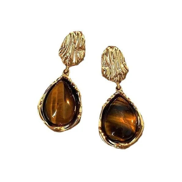 Set of three geometric women's earrings with electroplated alloy and tassel detailing