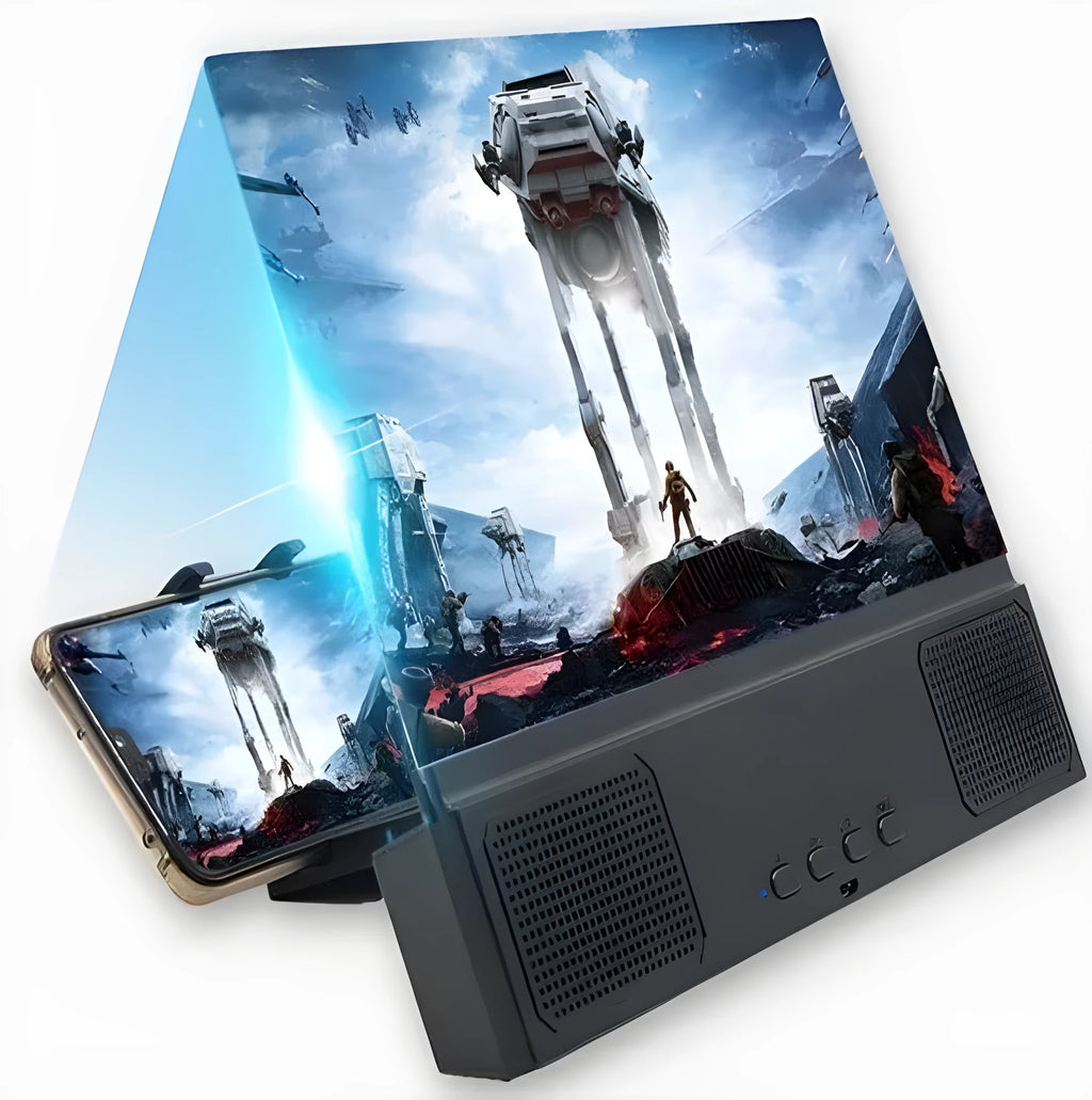 L2 model black mobile phone screen amplifier with 12-inch lens on ABS housing.