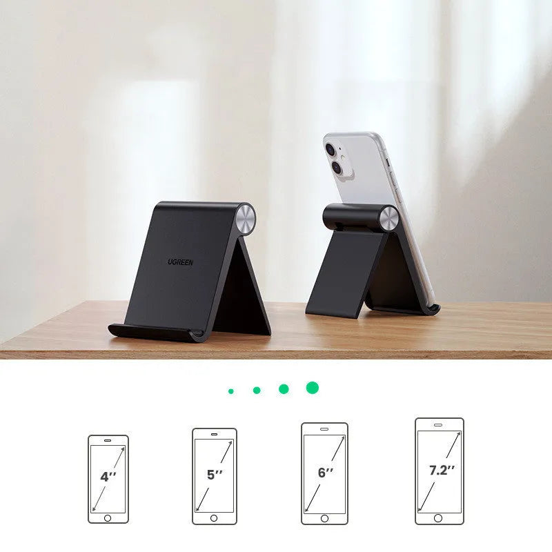 UGREEN Lazy Bracket phone holder holding a smartphone in clamp, black colour, portable design