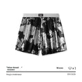Galaxy brand reflective woven men's underwear in silver colour on a mid-waist mannequin.