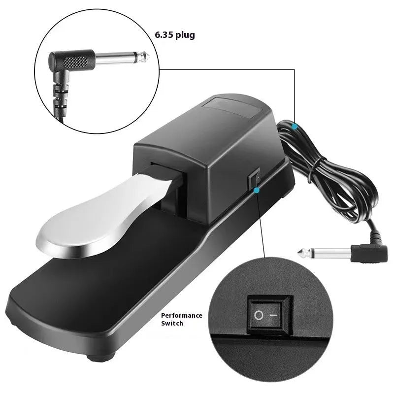 MIDI keyboard sustain pedal with single pedal design for electronic pianos