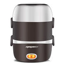 White 2L rice cooker with 200w power and 2-layer steaming option on a kitchen counter