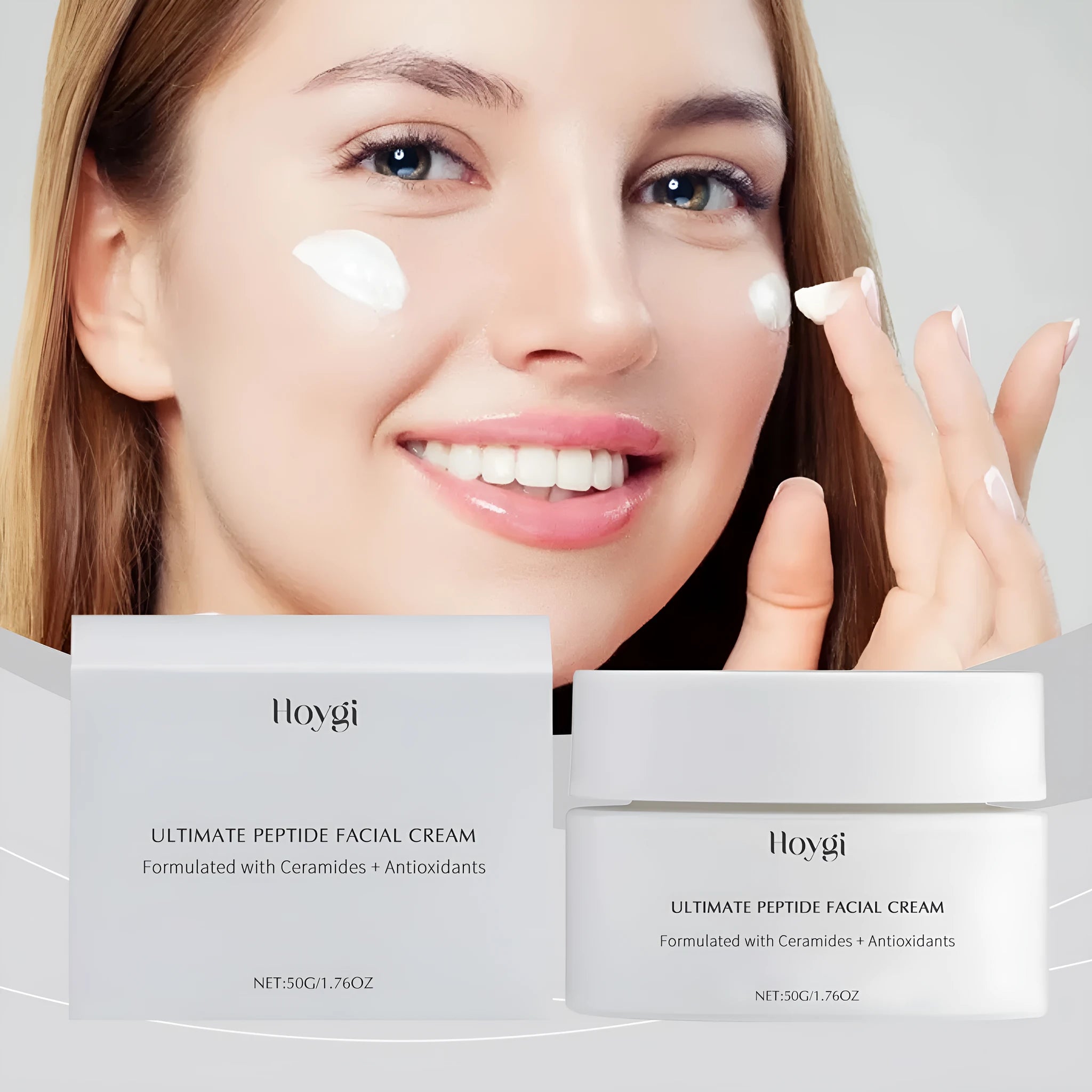 Deep Nourishing Moisturizing Facial Cream 50g jar with ceramide NP and peptide complex on a clean surface