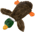 Green wild duck shaped soft dog toy with no stuffing and dual squeakers