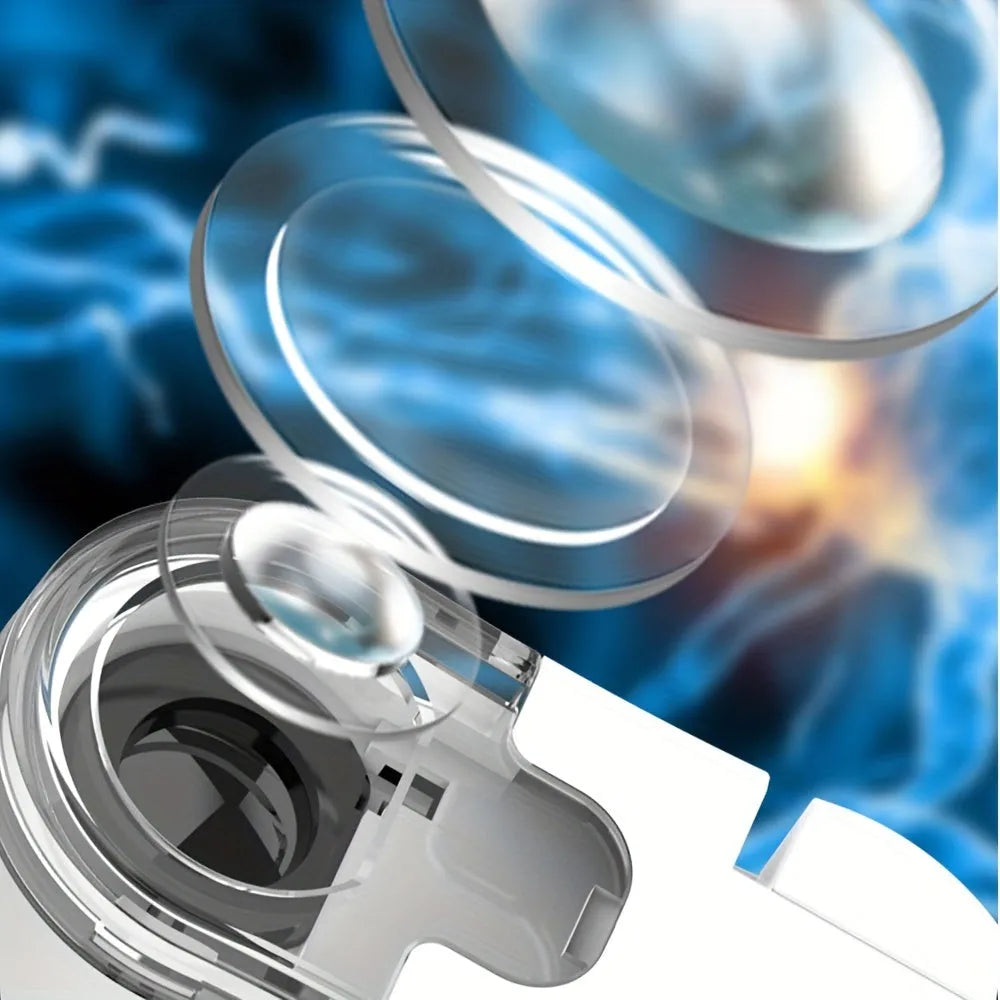 Mini mobile phone microscope with 60x magnification, LED light, and universal clip attached to a smartphone camera