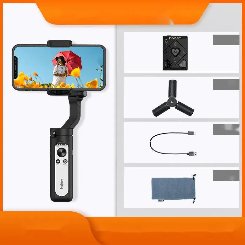 3-axis plastic foldable mobile phone stabiliser in black folded mode