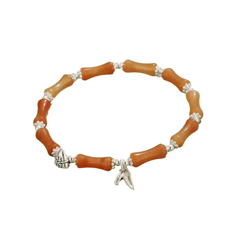 Green aventurine and strawberry quartz natural stone bracelet with electroplated accents, women's sweet style