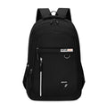 Men's Oxford cloth schoolbag in black showing spliced pattern design and air pillow belt system