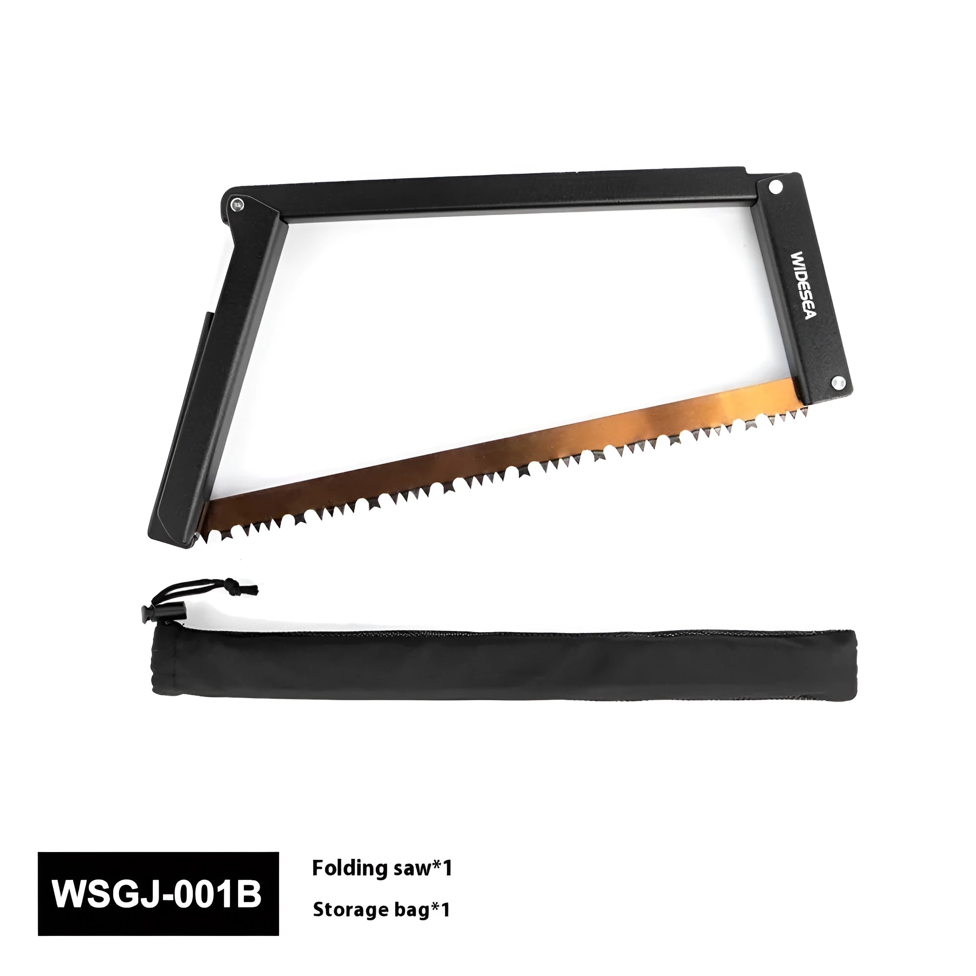 Black outdoor foldable saw with aluminium and nylon frame and No. 65 Gao Meng hacksaw blade