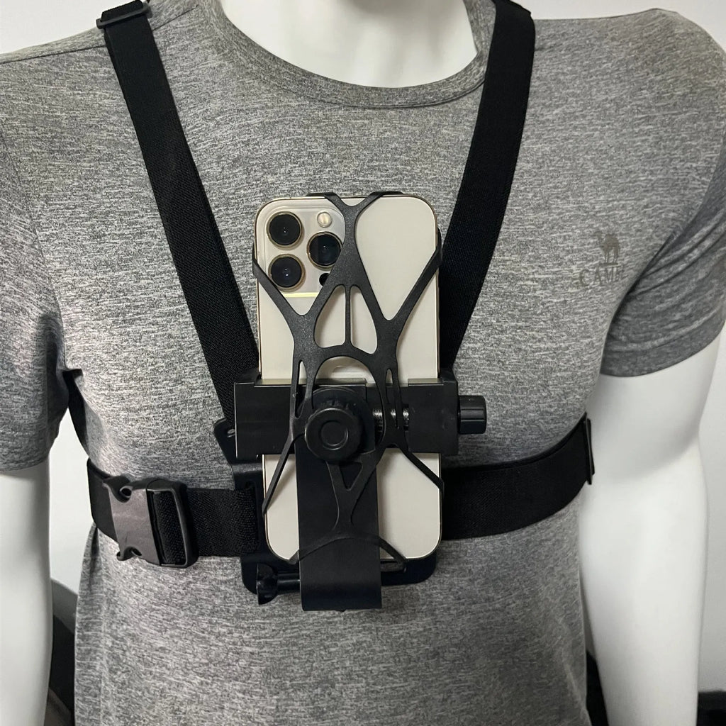 Chest fixation phone holder with plastic elastic band for sports camera hands-free recording