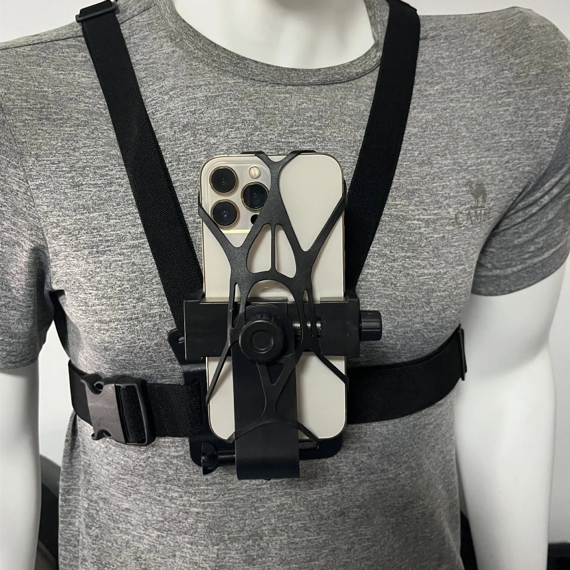 Chest fixation phone holder with plastic elastic band for sports camera hands-free recording