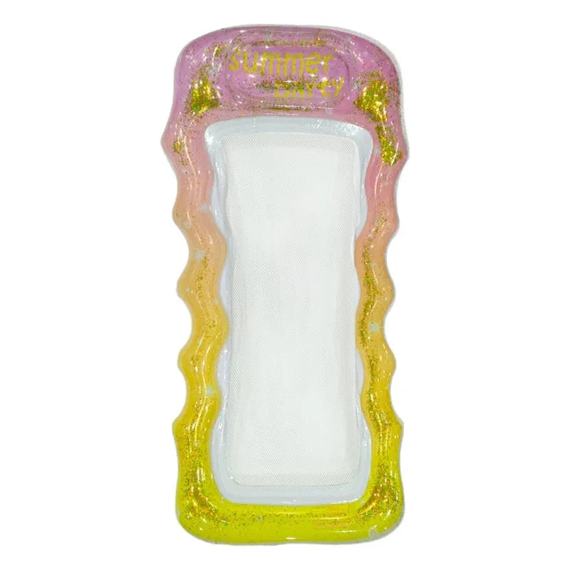 PVC inflatable floating row with thick sequins wave design in multiple colour variations