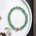 Natural green strawberry quartz single circle ball bracelet hand-woven 7.5mm beads Chinese style for women