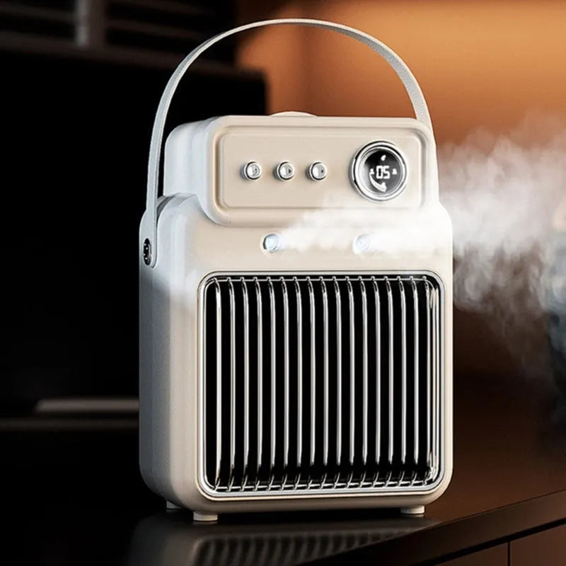 White 1200W 2 in 1 humidifying PTC room heater with spray mist, 19cm x 25cm, for office or bedroom use