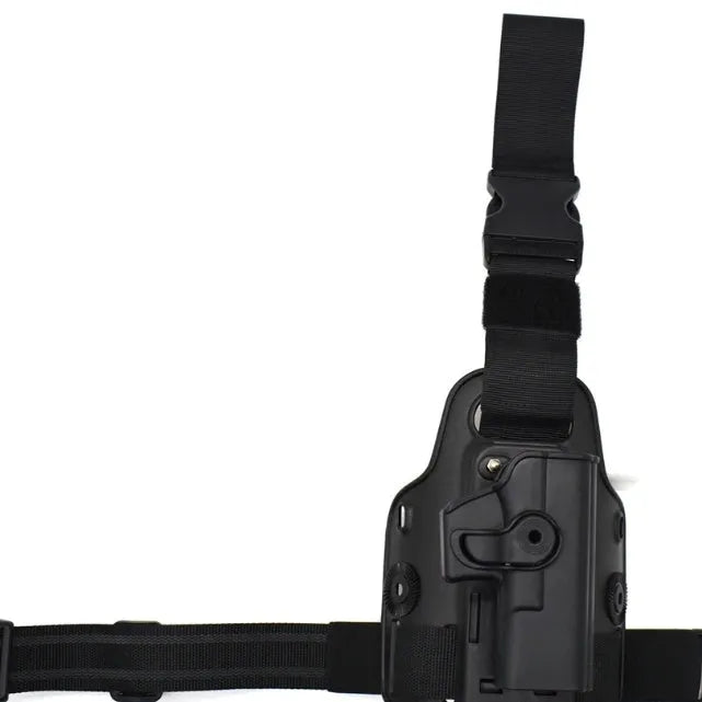 Hanging leg tactical waist plate quick pull plastic holster in black, green, and khaki solid colours