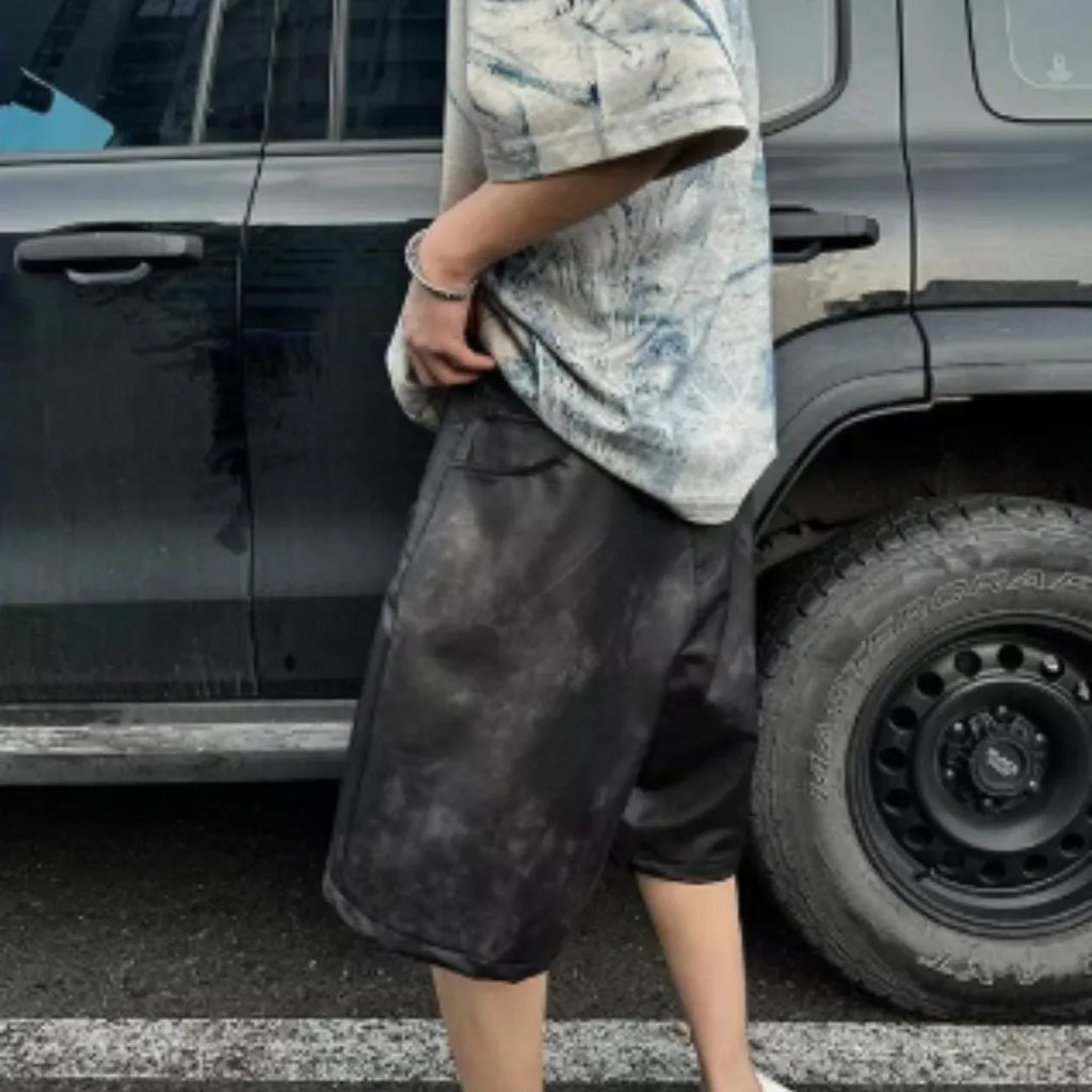 Korean style loose fit round neck T-shirt with short sleeves and a head cover detail.