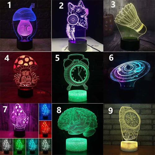 3D LED desk lamp with remote control and colourful touch panel for study room use