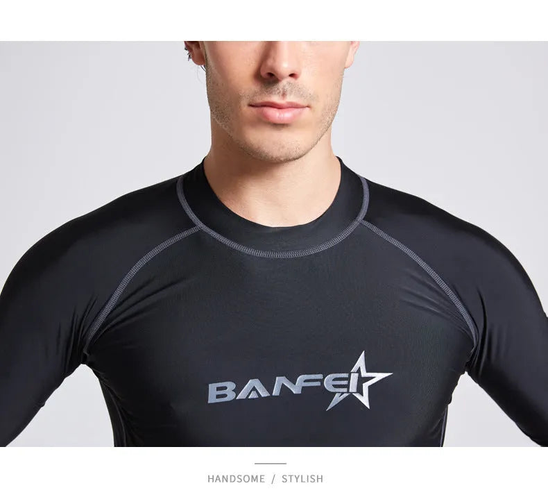 Men's quick-drying half sleeve swimsuit with separate top and pants for swimming and surfing