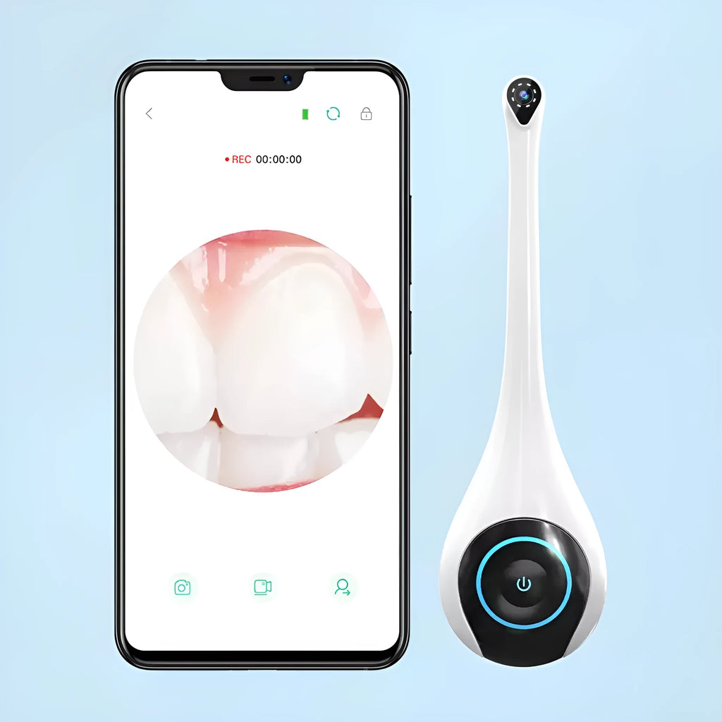 White smart visual dental endoscope camera with 1080P HD 5MP IPX7 waterproof WiFi for home oral examination