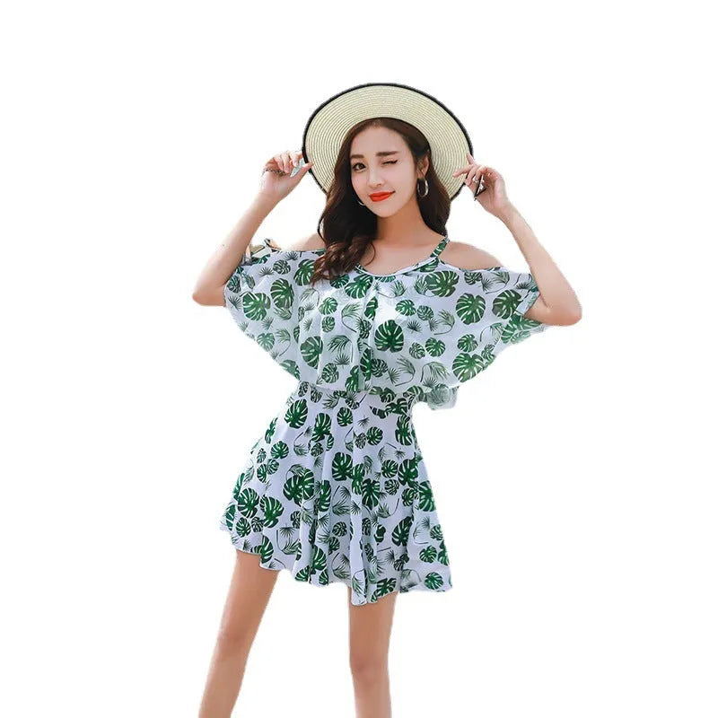 Women's one-piece printed swimsuit in polyester, black letter style, swimming and wading use