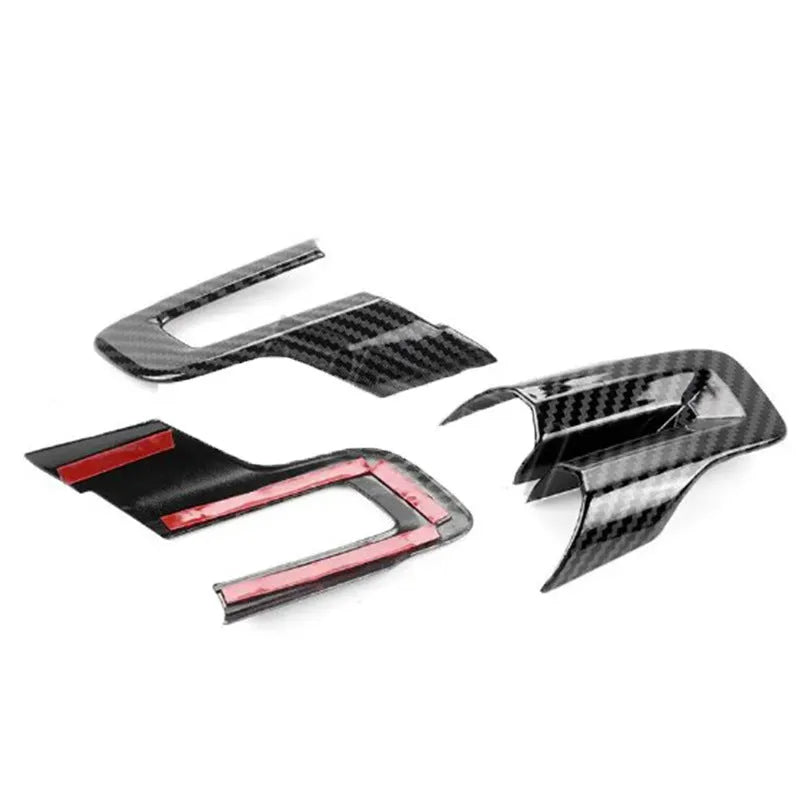Carbon fibre pattern ABS plastic 3-piece steering wheel trim decoration set for car interior