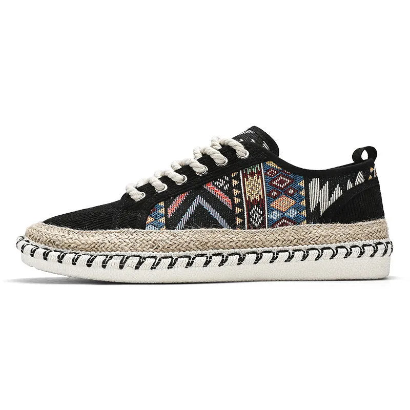 Men's summer breathable casual shoes with cloth upper in beige colour, round toe design