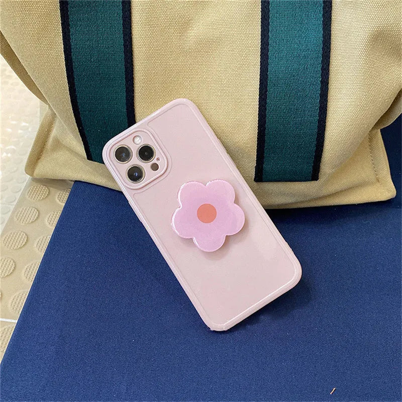 Cute pink flower phone case for iPhone showing floral print on a white background.