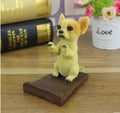 Smart dog resin engraving plastic desk stand bracket holding an iPhone for upright viewing