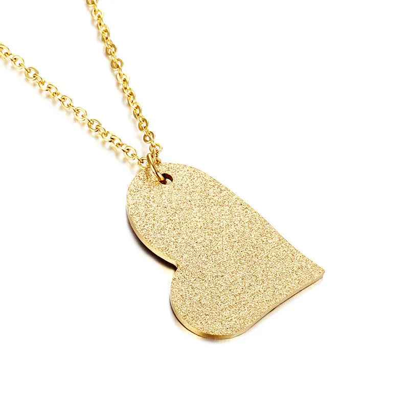 Women's geometric heart pendant necklace in titanium steel with minimalist design