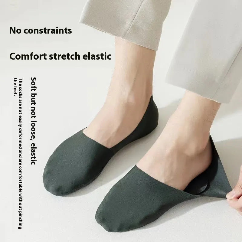 Men's cotton invisible socks in solid colour, sweat-absorbent non-slip boat socks free size 39-45